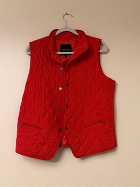 Talbots Quilted Red Stand-Collar Vest
